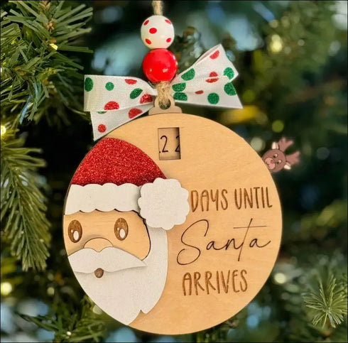 Christmas Countdown Ornament Santa decoration for holiday tree and unique gifts